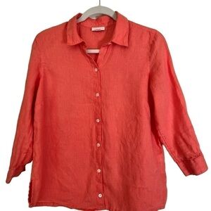 J. Jill 100% Love Linen Shirt in Size Small Orange